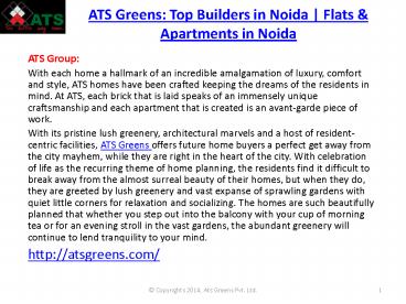 ATS Greens : Flats in Noida | Apartments in Noida