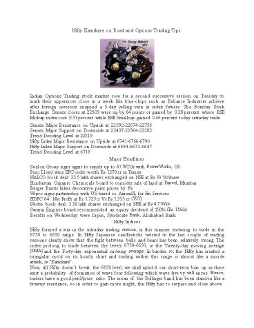 Nifty Kamikaze on Road and Options Trading Tips