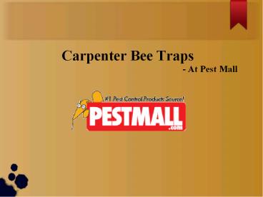 Carpenter Bee Traps At Pestmall