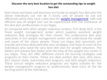 Weight Loss Centers