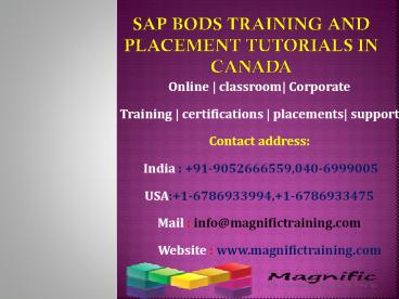 Sap bods training and placement tutorials IN CANADA