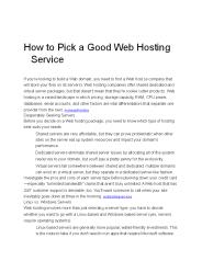 How to Pick a Good Web Hosting Service