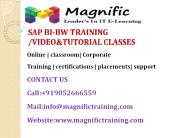 SAP BI-BW TRAINING @ VIDEO&TUTORIAL CLASSES