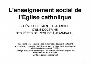L'enseignement social de l'