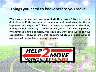 Things you need to know before you move