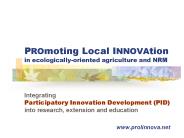 PROmoting Local INNOVAtion in ecologically-oriented agriculture and NRM