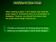 Identifying the Study Design PowerPoint PPT Presentation