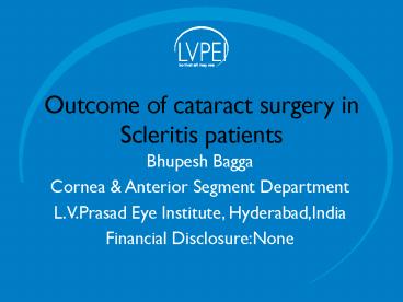 Outcome of cataract surgery in Scleritis patients