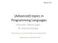 (Advanced) topics in Programming Languages PowerPoint PPT Presentation