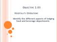 Objective 2.03  Hospitality Operations PowerPoint PPT Presentation