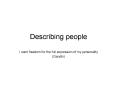 Describing people PowerPoint PPT Presentation