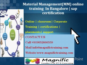 Material Management(MM) online training  In Bangalore % sap certification