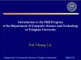 Introduction to the PhD Program of the Department of Computer Science and Technology at Tsinghua University PowerPoint PPT Presentation