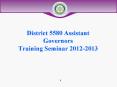 District 5580 Assistant Governors Training Seminar 2012-2013 PowerPoint PPT Presentation