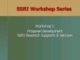 SSRI Workshop Series PowerPoint PPT Presentation