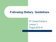 Following Dietary Guidelines PowerPoint PPT Presentation