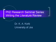 PhD Research Seminar Series: Writing the Literature Review