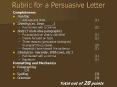 Rubric for a Persuasive Letter PowerPoint PPT Presentation