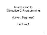 Introduction to Objective-C Programming (Level: Beginner) Lecture 1