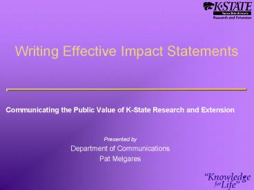 Writing Effective Impact Statements