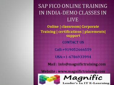 SAP FICO ONLINE TRAINING in India-demo classes in live