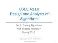 CSCE 411H Design and Analysis of Algorithms PowerPoint PPT Presentation