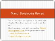 Mantri Developers Review - Details about Mantri Developers Projects