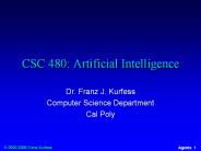 CSC 480: Artificial Intelligence