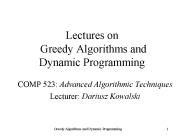 Lectures on Greedy Algorithms and Dynamic Programming