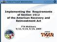 Implementing the Requirements of Section 1512 of the American Recovery and Reinvestment Act FTA Webinars 9/22, 9/23, 9/24, 2009 PowerPoint PPT Presentation