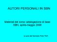 AUTORI PERSONALI IN SBN PowerPoint PPT Presentation