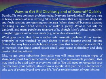 how to get rid of dandruff
