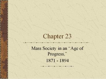 Mass Society in an 