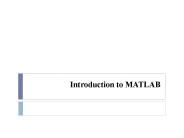 Introduction to MATLAB