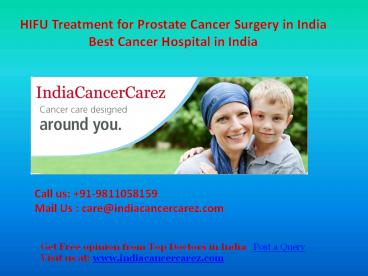 HIFU Treatment in India | Best Prostate Cancer Treatment in India ...