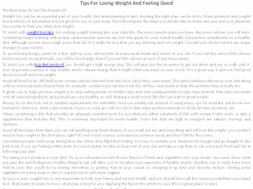 The Best Ways To Get The Pounds Off