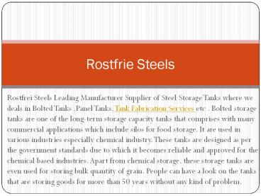 Bolted Steel Tanks for Efficient Storage