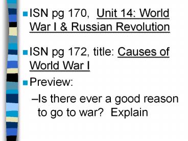 ISN pg 170, Unit 14: World War I