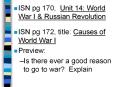ISN pg 170, Unit 14: World War I PowerPoint PPT Presentation