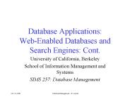 Database Applications: Web-Enabled Databases and Search Engines: Cont.