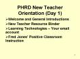 PHRD New Teacher Orientation (Day 1) PowerPoint PPT Presentation