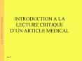 INTRODUCTION A LA LECTURE CRITIQUE D PowerPoint PPT Presentation