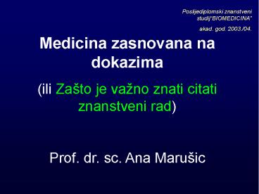 Medicina zasnovana na dokazima