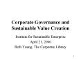 Corporate Governance and Sustainable Value Creation PowerPoint PPT Presentation
