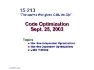 Code Optimization Sept. 25, 2003