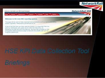 HSE KPI Data Collection Tool Briefings