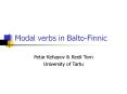 Modal verbs in Balto-Finnic PowerPoint PPT Presentation