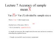 Lecture 7 Accuracy of sample mean X