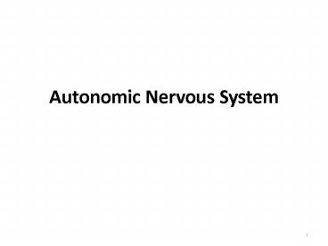 Autonomic Nervous System