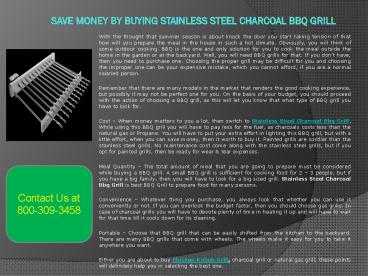 Save Money By Buying Stainless Steel Charcoal Bbq Grill